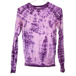 27 Miles Leopard Print Tie Dye Sweater Womens Size XS Small Magenta Pink Silver